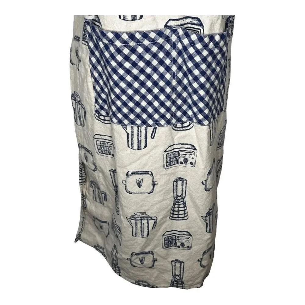 Vintage Kitchen Themed Blue Cotton Apron‎